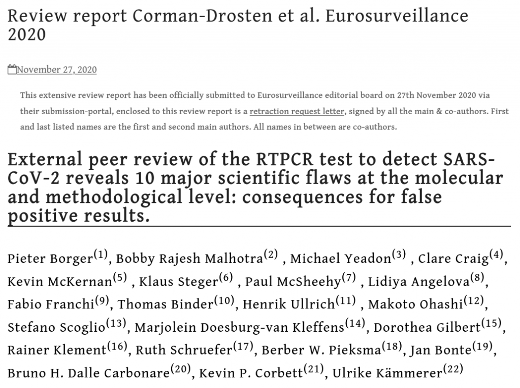 Τεκμηριωμένη κριτική  της δημοσίευσης στην οποία βασίστηκαν τα τεστ PCR